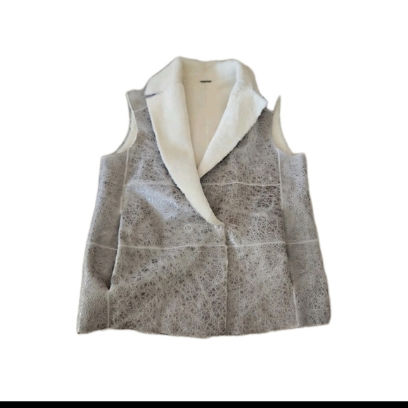 Fabiana Filippi Womens Green Gray Capo Reversible Shearling Designer Vest XXS - Picture 9 of 16